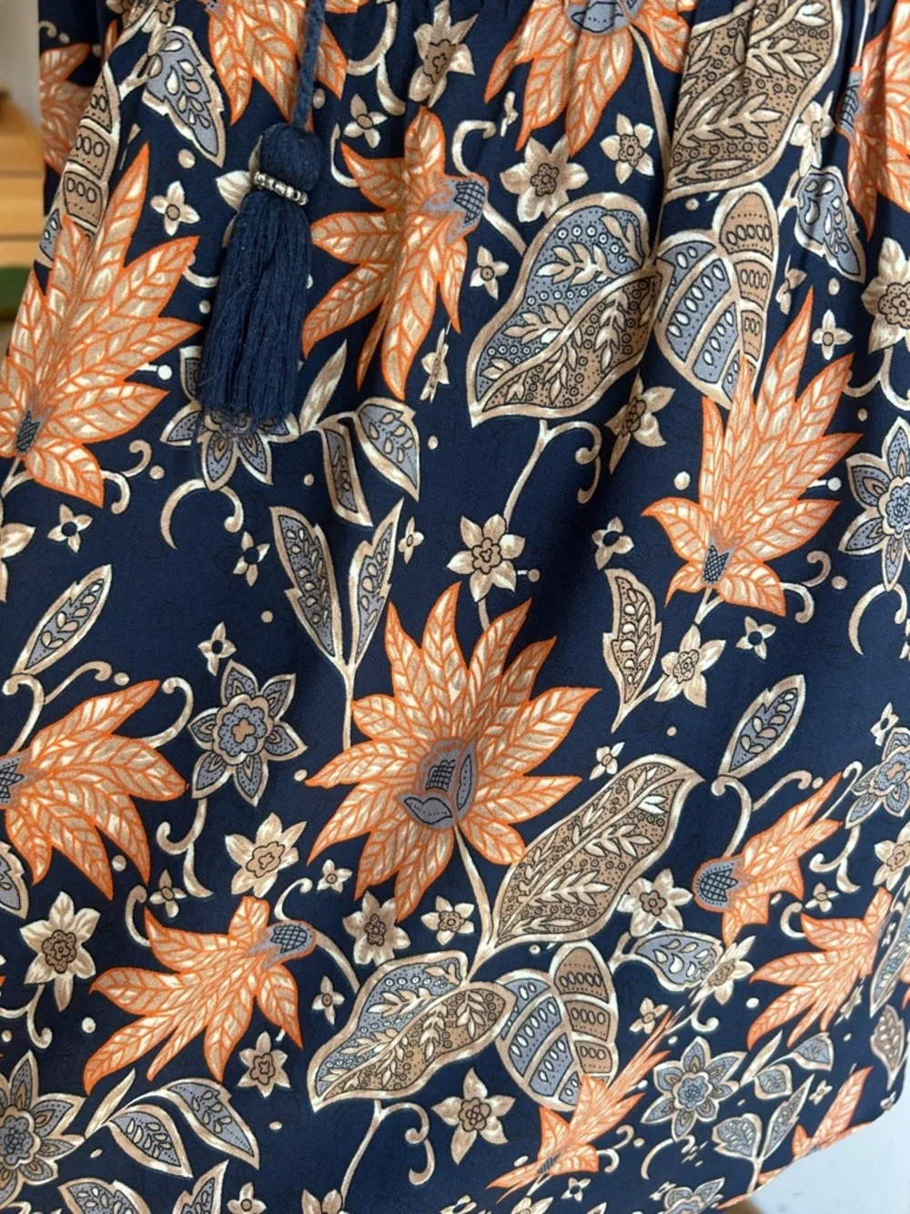 Tularosa Audrey Himalayan Floral Print Boho Navy Dress Size Small